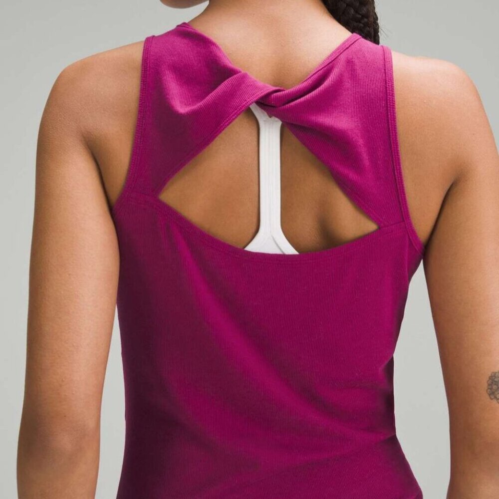Lululemon Modal Silk Twist-Back Yoga Tank Top Magenta Purple |12 - Picture 7 of 7